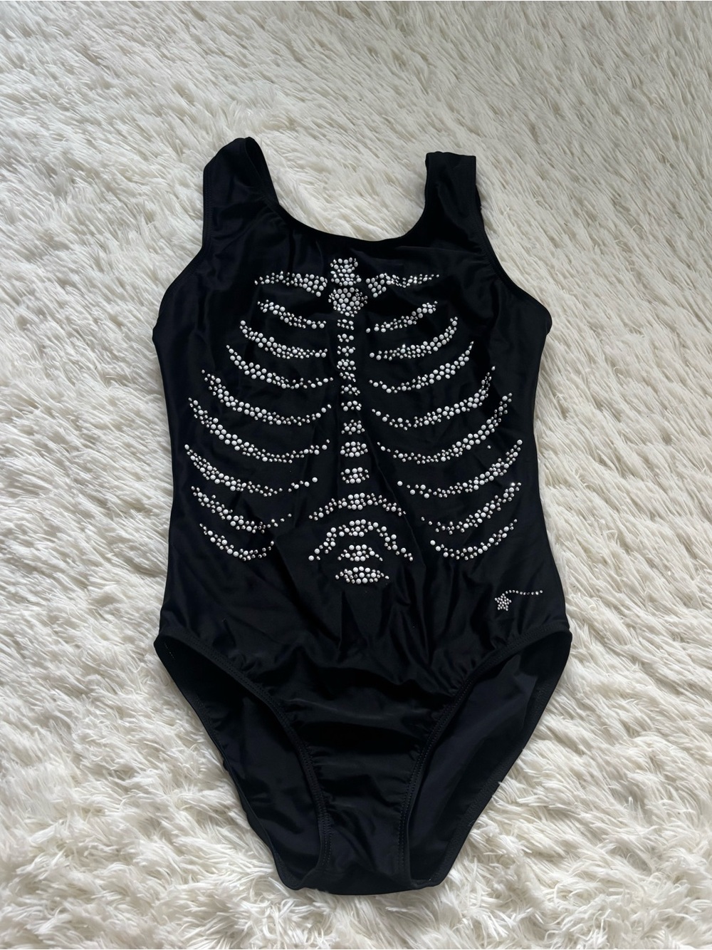 Black rhinestone skeleton Gymnastics leotard